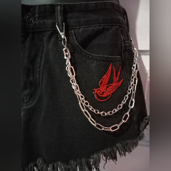 RAGE custom gothic babe OOAK vintage shorts! SOLD - Picture 4 of 9